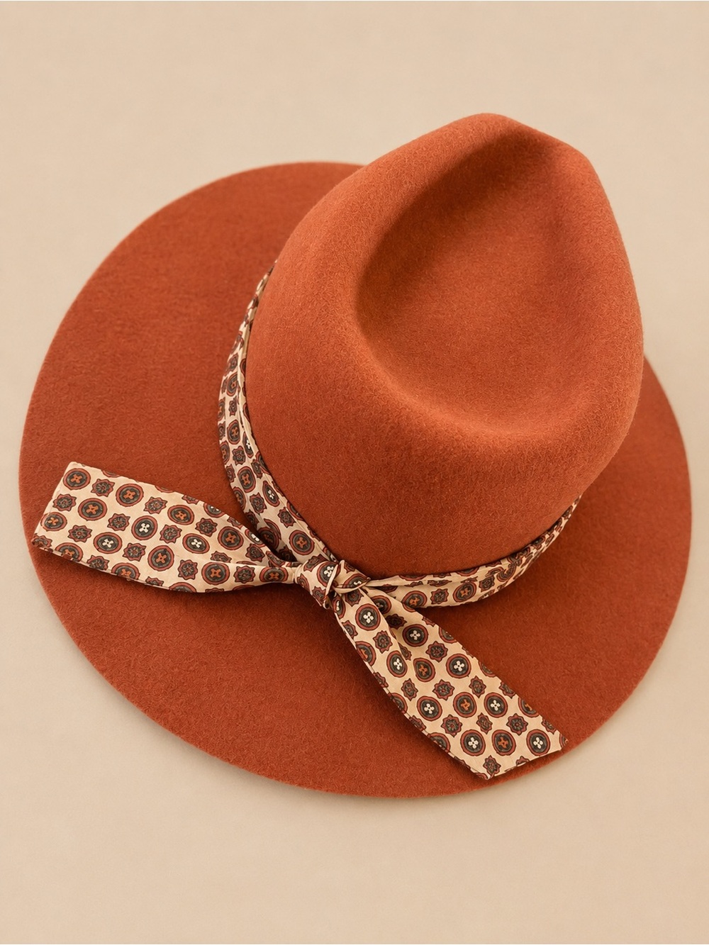 Wyeth Rust Wool Wide Brim Fedora Hat One Size Boho Western